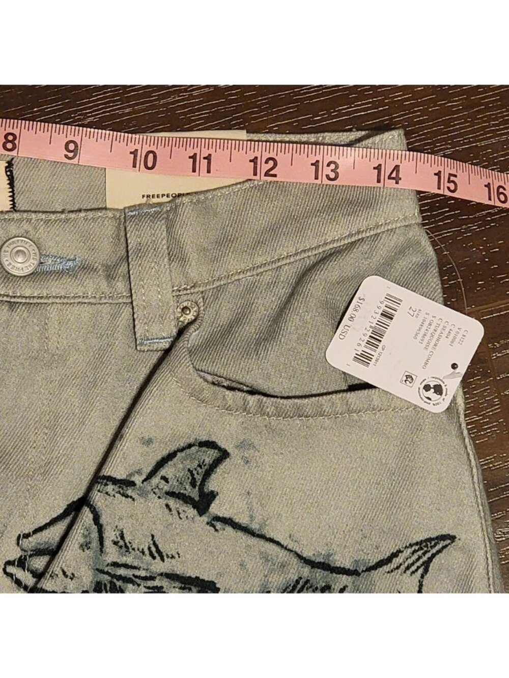 Free People Tinsley Printed Jeans 90s Y2K Seashore Nautical Fisherman Womens 27 - Picture 4 of 9